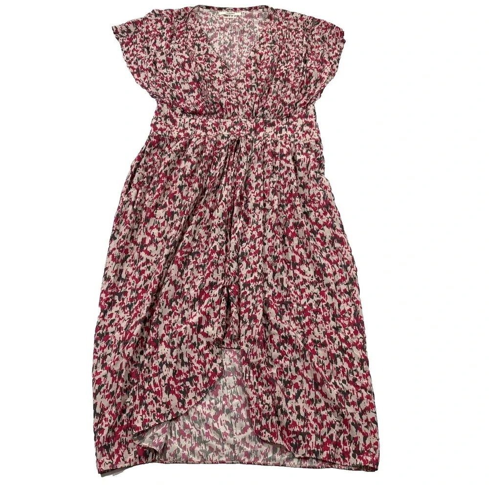 Etoile Isabel Marant Almeya Abstract Print Floral Pink Boho Midi Dress Sz 36 - Picture 2 of 12